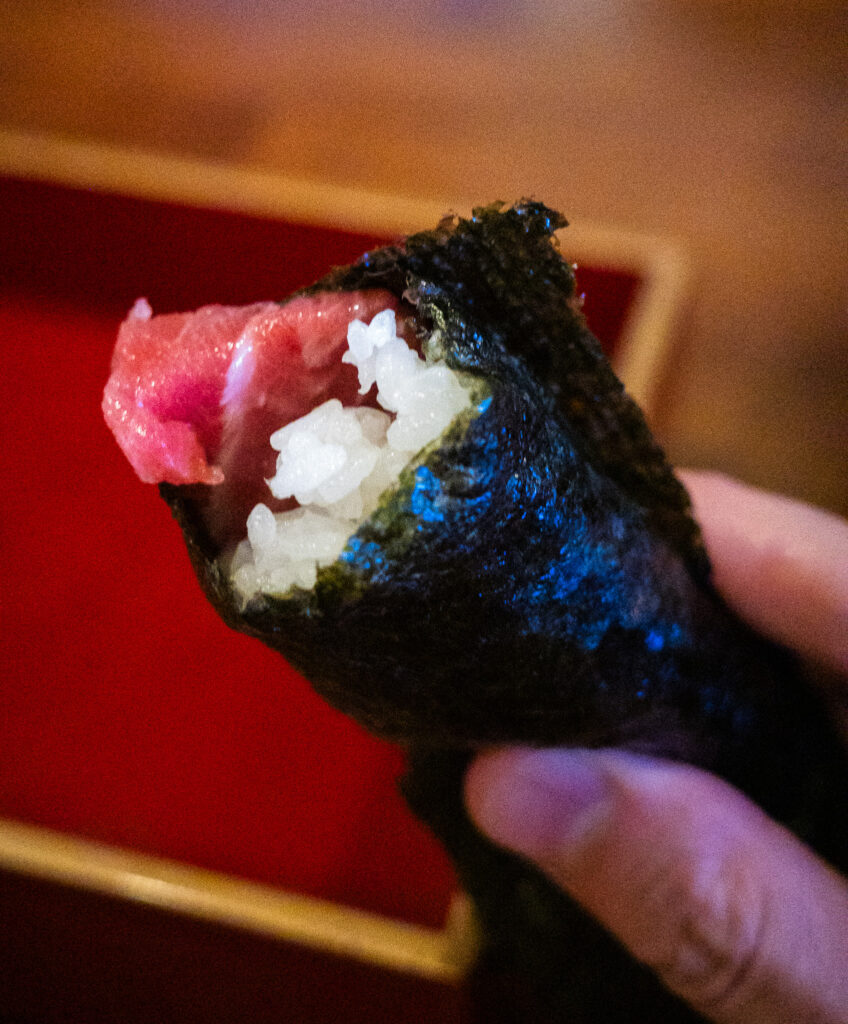 Grated Yam and Tuna Temaki - Guru Guru Sake Sushi Sakana