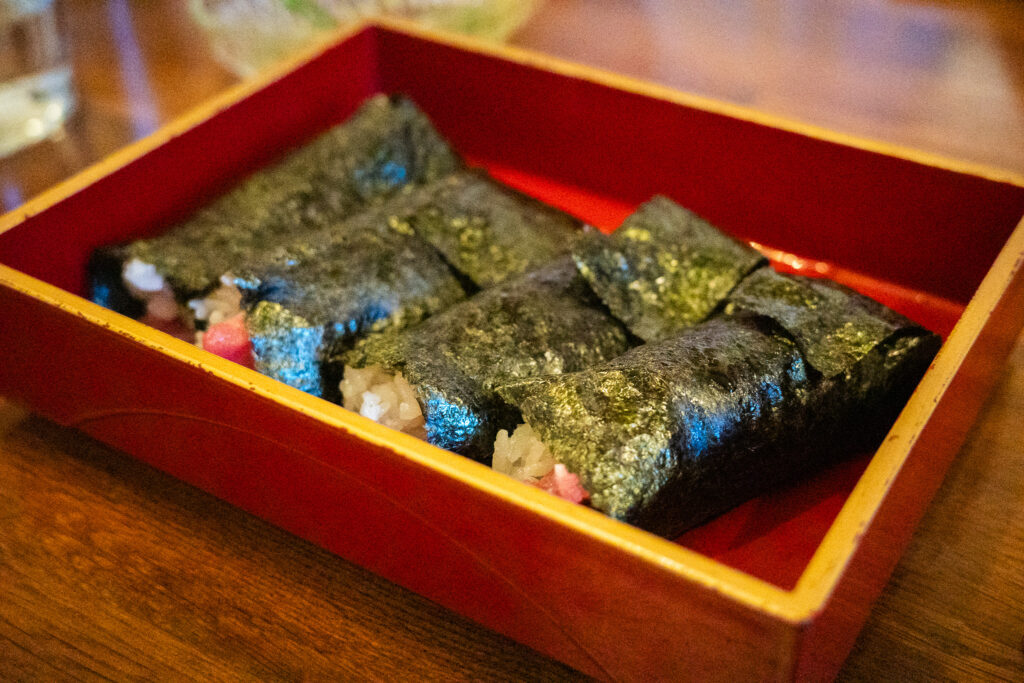 Grated Yam and Tuna Temaki for everyone - Guru Guru Sake Sushi Sakana